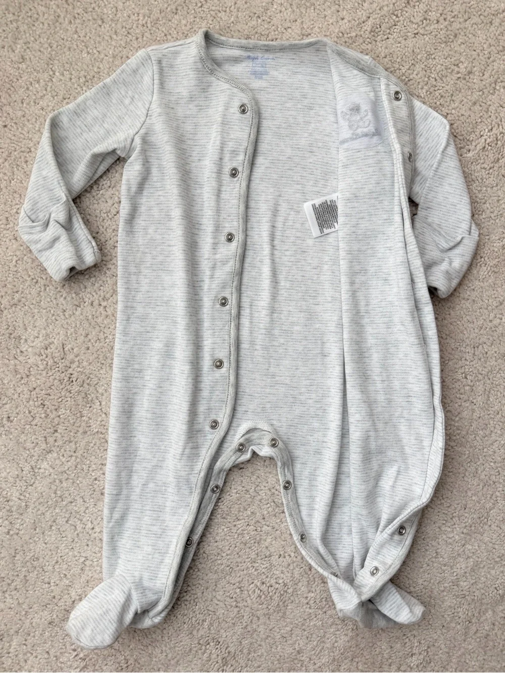 Ralph Lauren Light Gray Baby Footed One-Piece